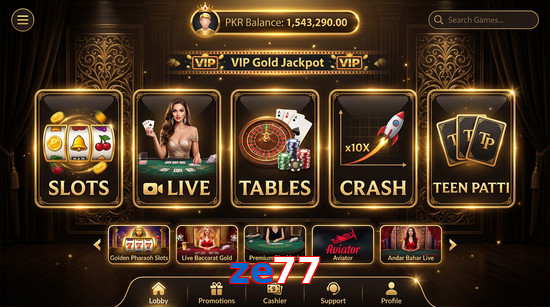 Main screen of Ze77 casino page for PK players